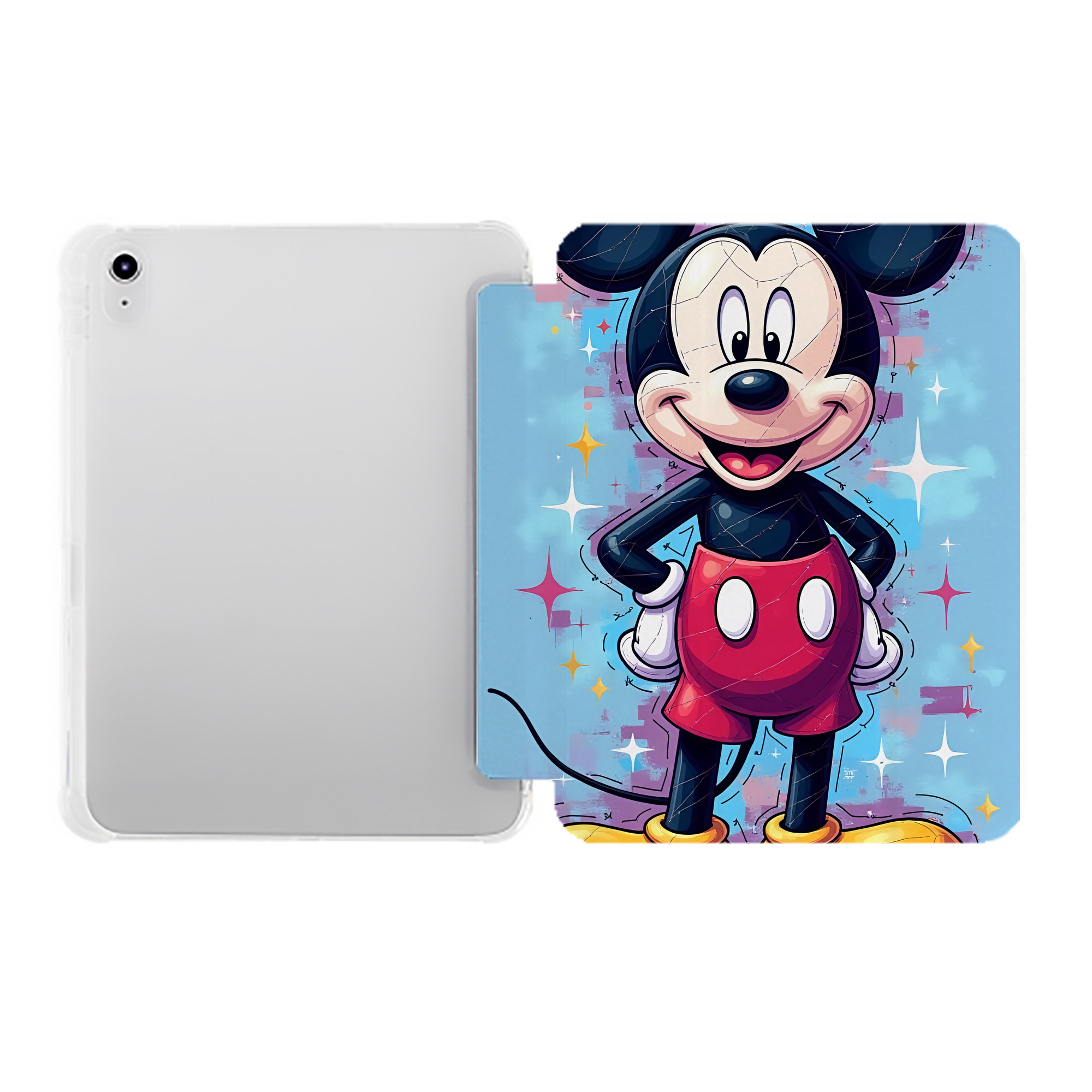 （画像用） ミッキーマウス Mickey Mouse IPad ケース ペン収納付き 三つ折りスタンド PUレザー×シリコン 対応機種9.5/10.5/10.9インチ